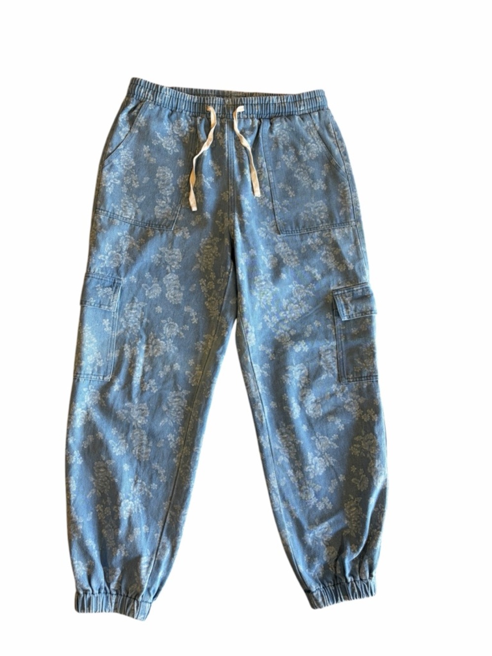 AMPERSAND AVE Light Blue Floral Denim Drawstring Pants